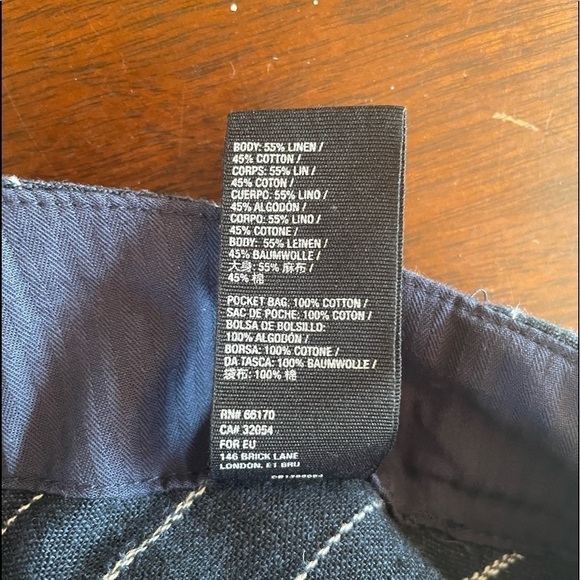 NWT Free People Linen Cotton Stripe Raw Hem Shorts in Navy Size 0 - Picture 4 of 4